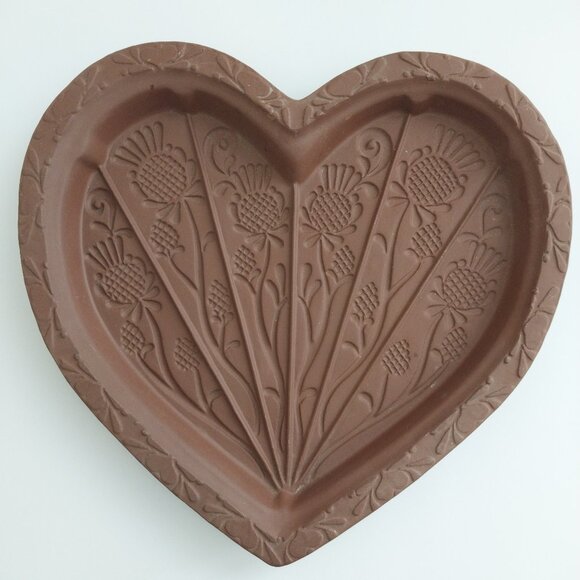 Vintage Hartstone Pottery USA 1989 Thistle Heart Shortbread Cookie Mold - Picture 1 of 10